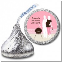 Silhouette Couple BBQ Girl - Hershey Kiss Baby Shower Sticker Labels