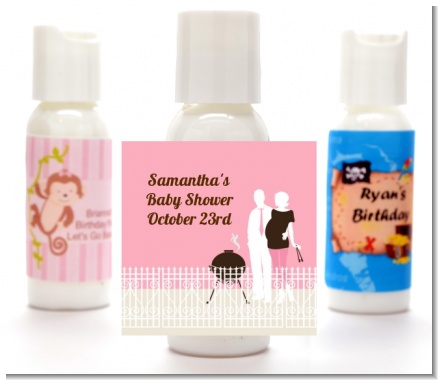 Silhouette Couple BBQ Girl - Personalized Baby Shower Lotion Favors