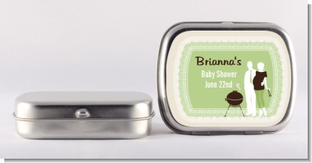 Silhouette Couple BBQ Neutral - Personalized Baby Shower Mint Tins