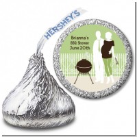 Silhouette Couple BBQ Neutral - Hershey Kiss Baby Shower Sticker Labels