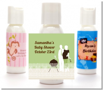 Silhouette Couple BBQ Neutral - Personalized Baby Shower Lotion Favors