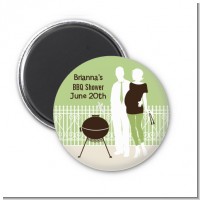 Silhouette Couple BBQ Neutral - Personalized Baby Shower Magnet Favors