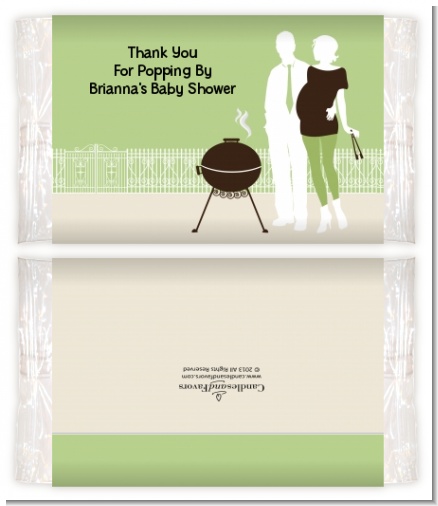 Silhouette Couple BBQ Neutral - Personalized Popcorn Wrapper Baby Shower Favors