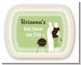 Silhouette Couple BBQ Neutral - Personalized Baby Shower Rounded Corner Stickers thumbnail