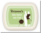 Silhouette Couple BBQ Neutral - Personalized Baby Shower Rounded Corner Stickers