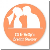 Silhouette Couple - Round Personalized Bridal Shower Sticker Labels