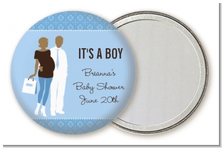 Silhouette Couple African American It's a Boy - Personalized Baby Shower Pocket Mirror Favors