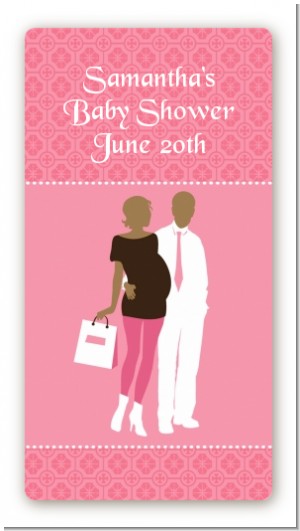 Silhouette Couple African American It's a Girl - Custom Rectangle Baby Shower Sticker/Labels