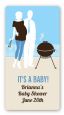 Silhouette Couple BBQ Boy - Custom Rectangle Baby Shower Sticker/Labels thumbnail
