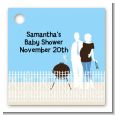 Silhouette Couple BBQ Boy - Personalized Baby Shower Card Stock Favor Tags thumbnail