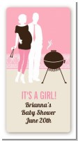 Silhouette Couple BBQ Girl - Custom Rectangle Baby Shower Sticker/Labels