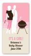 Silhouette Couple BBQ Girl - Custom Rectangle Baby Shower Sticker/Labels thumbnail