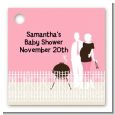 Silhouette Couple BBQ Girl - Personalized Baby Shower Card Stock Favor Tags thumbnail
