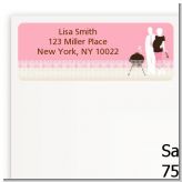 Silhouette Couple BBQ Girl - Baby Shower Return Address Labels