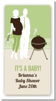 Silhouette Couple BBQ Neutral - Custom Rectangle Baby Shower Sticker/Labels