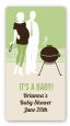Silhouette Couple BBQ Neutral - Custom Rectangle Baby Shower Sticker/Labels thumbnail