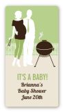 Silhouette Couple BBQ Neutral - Custom Rectangle Baby Shower Sticker/Labels