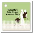 Silhouette Couple BBQ Neutral - Personalized Baby Shower Card Stock Favor Tags thumbnail