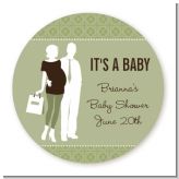 Silhouette Couple | It's a Baby Neutral - Round Personalized Baby Shower Sticker Labels