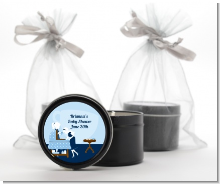 Sip and See It's a Boy - Baby Shower Black Candle Tin Favors