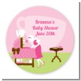 Sip and See It's a Girl - Round Personalized Baby Shower Sticker Labels thumbnail