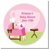 Sip and See It's a Girl - Round Personalized Baby Shower Sticker Labels