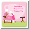 Sip and See It's a Girl - Square Personalized Baby Shower Sticker Labels thumbnail