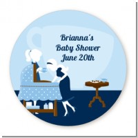 Sip and See It's a Boy - Round Personalized Baby Shower Sticker Labels