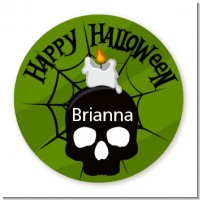 Skull and candle - Round Personalized Halloween Sticker Labels
