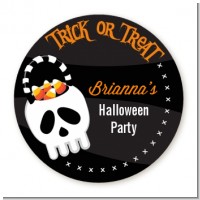 Skull Treat Bag - Round Personalized Halloween Sticker Labels