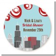 Chicago Skyline - Round Personalized Bridal Shower Sticker Labels thumbnail