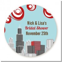 Chicago Skyline - Round Personalized Bridal Shower Sticker Labels