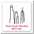 Chicago Skyline - Square Personalized Bridal Shower Sticker Labels thumbnail