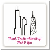 Chicago Skyline - Square Personalized Bridal Shower Sticker Labels