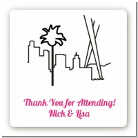 Los Angeles Skyline - Square Personalized Bridal Shower Sticker Labels