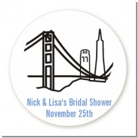 San Francisco Skyline - Round Personalized Bridal Shower Sticker Labels