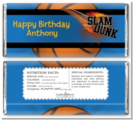 Slam Dunk - Personalized Birthday Party Candy Bar Wrappers