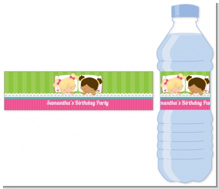 Slumber Party with Friends - Personalized Birthday Party Water Bottle Labels