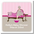 Spa Mom Pink - Square Personalized Baby Shower Sticker Labels thumbnail