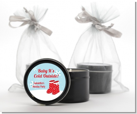 Snow Boots - Christmas Black Candle Tin Favors