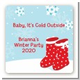 Snow Boots - Square Personalized Christmas Sticker Labels thumbnail