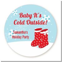 Snow Boots - Round Personalized Christmas Sticker Labels