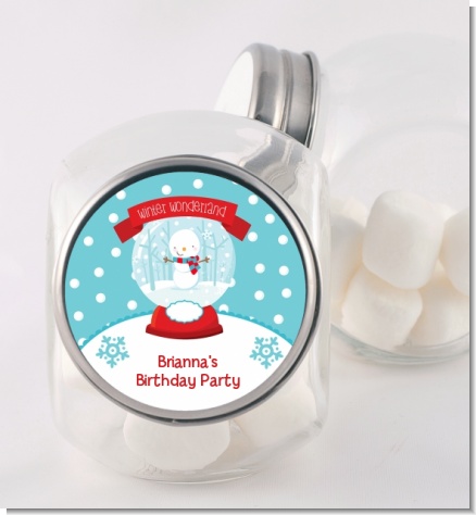 Snow Globe Winter Wonderland - Personalized Birthday Party Candy Jar