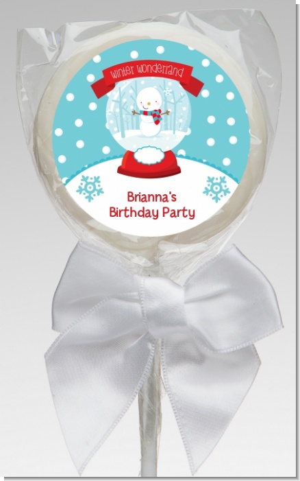 Snow Globe Winter Wonderland - Personalized Birthday Party Lollipop Favors
