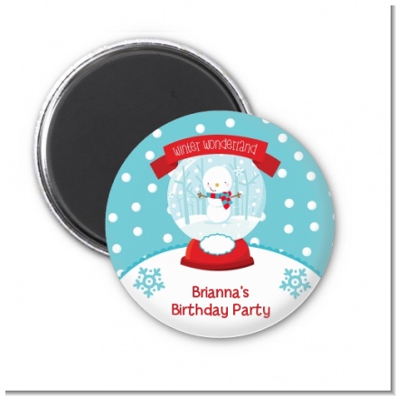 Snow Globe Winter Wonderland - Personalized Birthday Party Magnet Favors