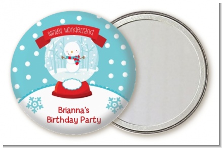Snow Globe Winter Wonderland - Personalized Birthday Party Pocket Mirror Favors