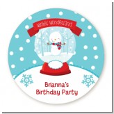 Snow Globe Winter Wonderland - Round Personalized Birthday Party Sticker Labels