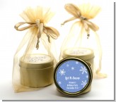 Snowflakes - Birthday Party Gold Tin Candle Favors