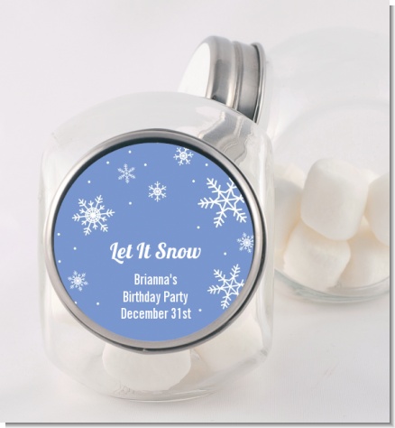 Snowflakes - Personalized Birthday Party Candy Jar