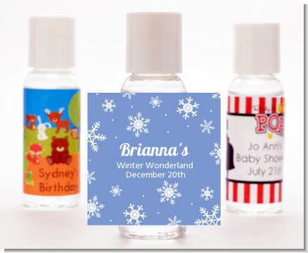 Snowflakes - Personalized Birthday Party Hand Sanitizers Favors